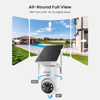 Full 360° panoramic monitoring with the ieGeek S5 solar-powered battery camera.
