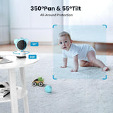 ieGeek Baby 7S's wide 350° pan and 55° tilt range for optimal baby monitoring.