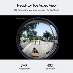 Capture everything with ieGeek Bell J10's 180° ultra-wide angle view and clear 3MP resolution.
