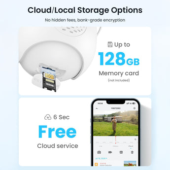 ieGeek S11 4G camera offers 6-second free cloud storage and 128GB local memory card support.