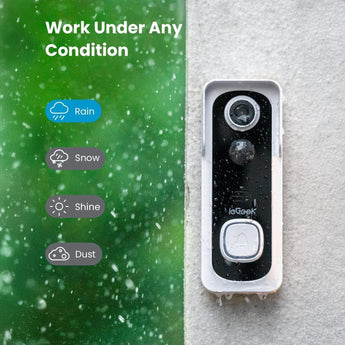 ieGeek Bell J9 doorbell camera operates in any condition - rain, snow, shine, or dust