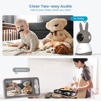 ieGeek Baby 1T 2K video baby monitor features clear two-way audio communication.
