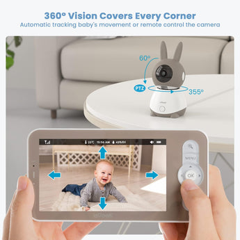 ieGeek Baby 1T's 350° pan and 60° tilt range for optimal 2K baby monitoring.