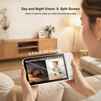 ieGeek Baby 5 5.5-inch HD split-screen baby monitor for day and night viewing