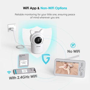 ieGeek Baby 7 pairs with phone over 2.4GHz WiFi, monitor works WiFi-free