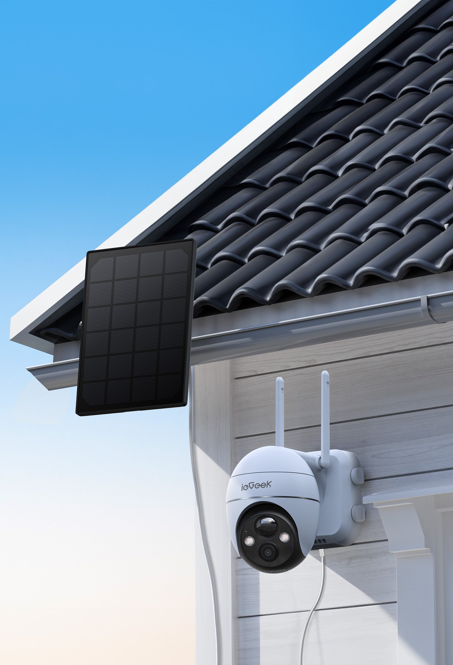 ieGeek solar security cameras collection with AI detection, night vision, and wireless solar powered outdoor cameras