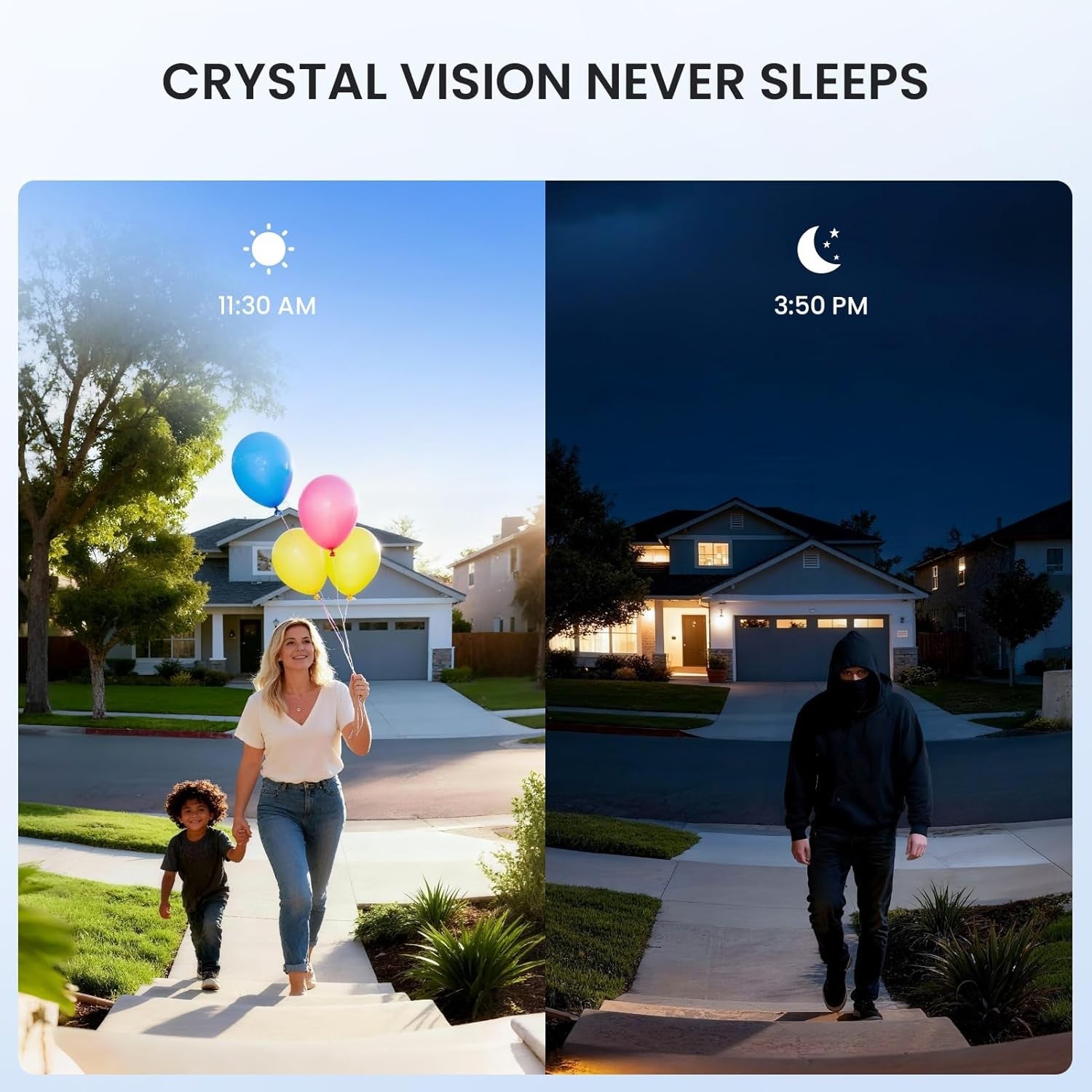 ieGeek Bell J9 provides crystal clear monitoring 24/7 with advanced day and night vision.