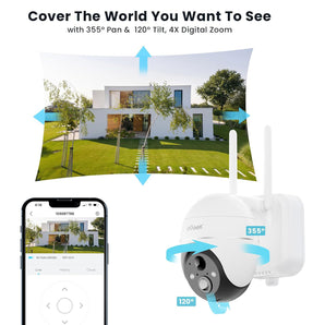ieGeek ZS-GX4S solar-powered PTZ security camera with 355° pan and 120° tilt, 4X digital zoom