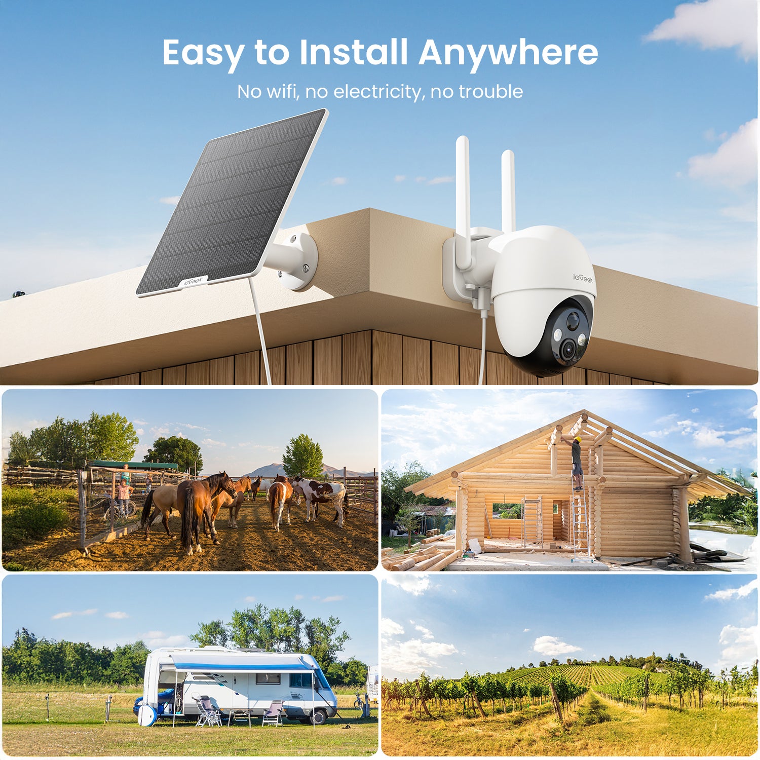 ieGeek ZY-G3 solar-powered security camera for true off-grid protection without WiFi or electrical wiring.