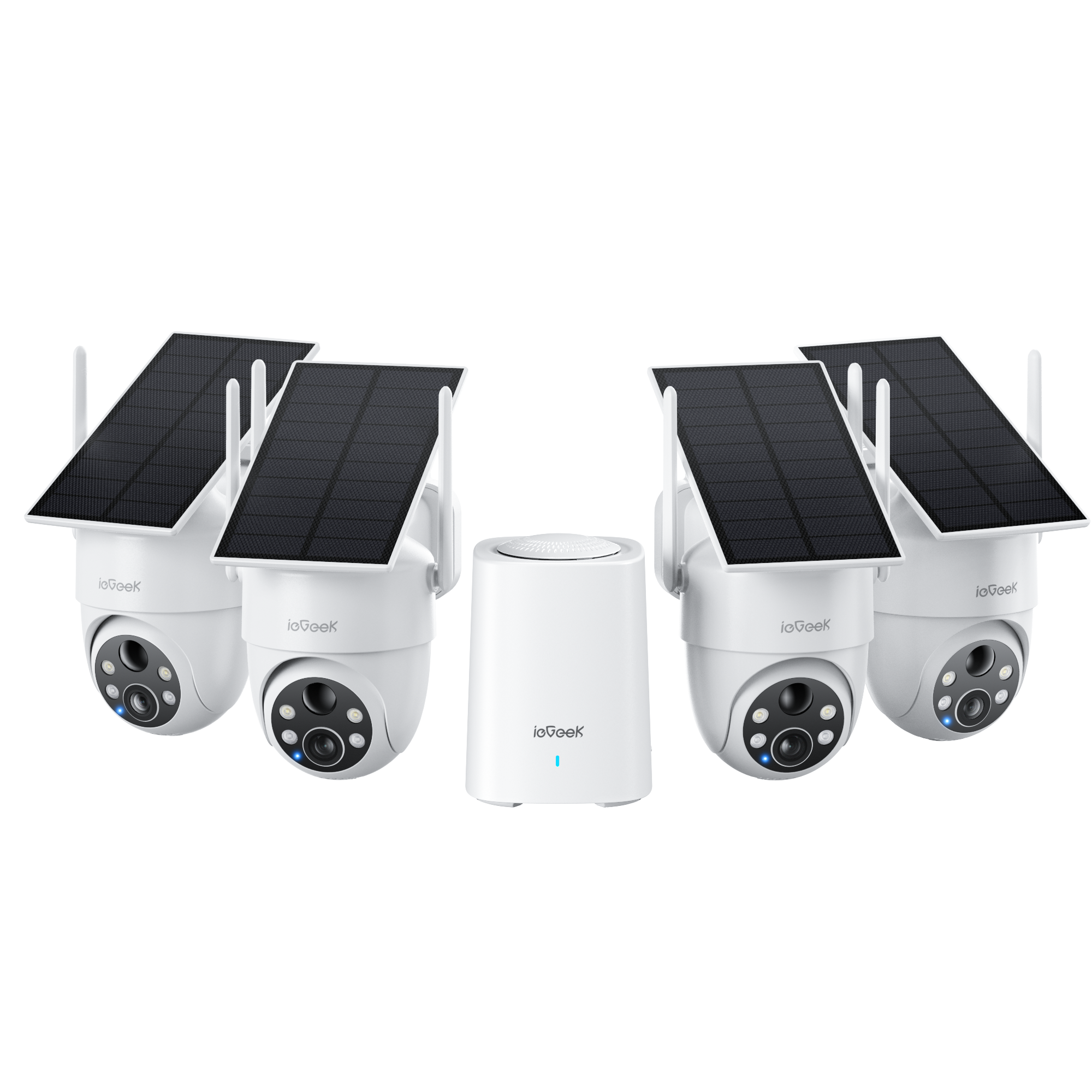 Four security cameras and a base station